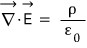 Gauss&rsquo;s differential law: the divergence of the electric field equals charge density rho divided by epsilon-zero.