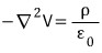 Poisson&rsquo;s equation: the negative Laplacian of electric potential equals charge density divided by vacuum permittivity.