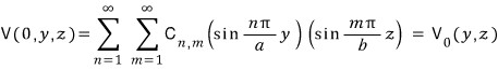 Entrance potential expanded in a double sine series, with independent y and z mode indices