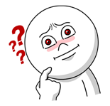 Decorative cartoon sticker of a character thinking with a hand at its chin
