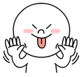 Decorative cartoon sticker of a smiling character holding up both hands