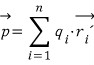 Discrete electric dipole moment p equals the sum of q-i times source-position vector r-prime-i.