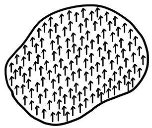 Polarized dielectric represented by many aligned upward arrows.