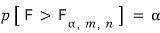 P(F > F alpha m n) = alpha