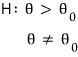 H: θ > θ₀ or θ ≠ θ₀