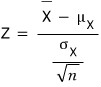 Z = (X̄ − μₓ)/(σₓ/√n)